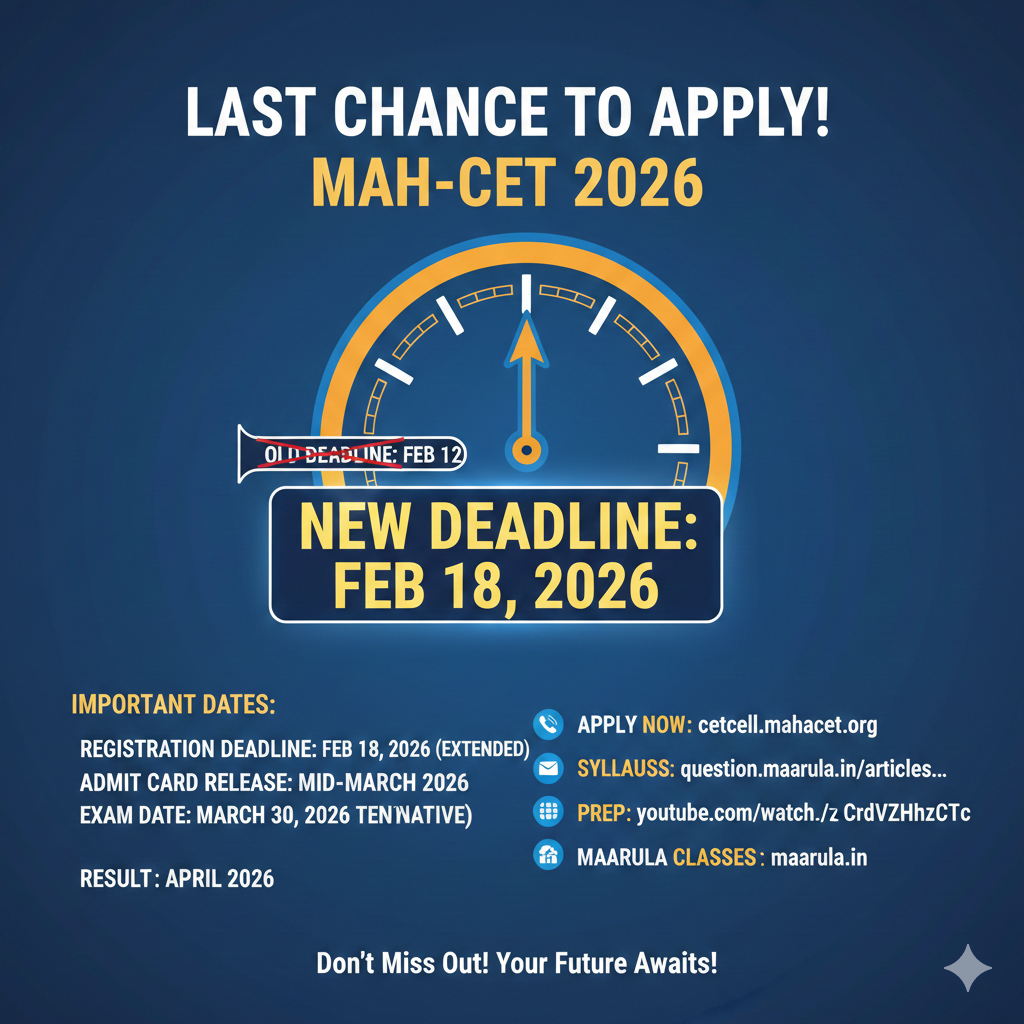 MAH-CET 2026 FORM FILLING DATE EXTEND LAST CHANCE TO APPLY MAHARASTRA CET EXAM-