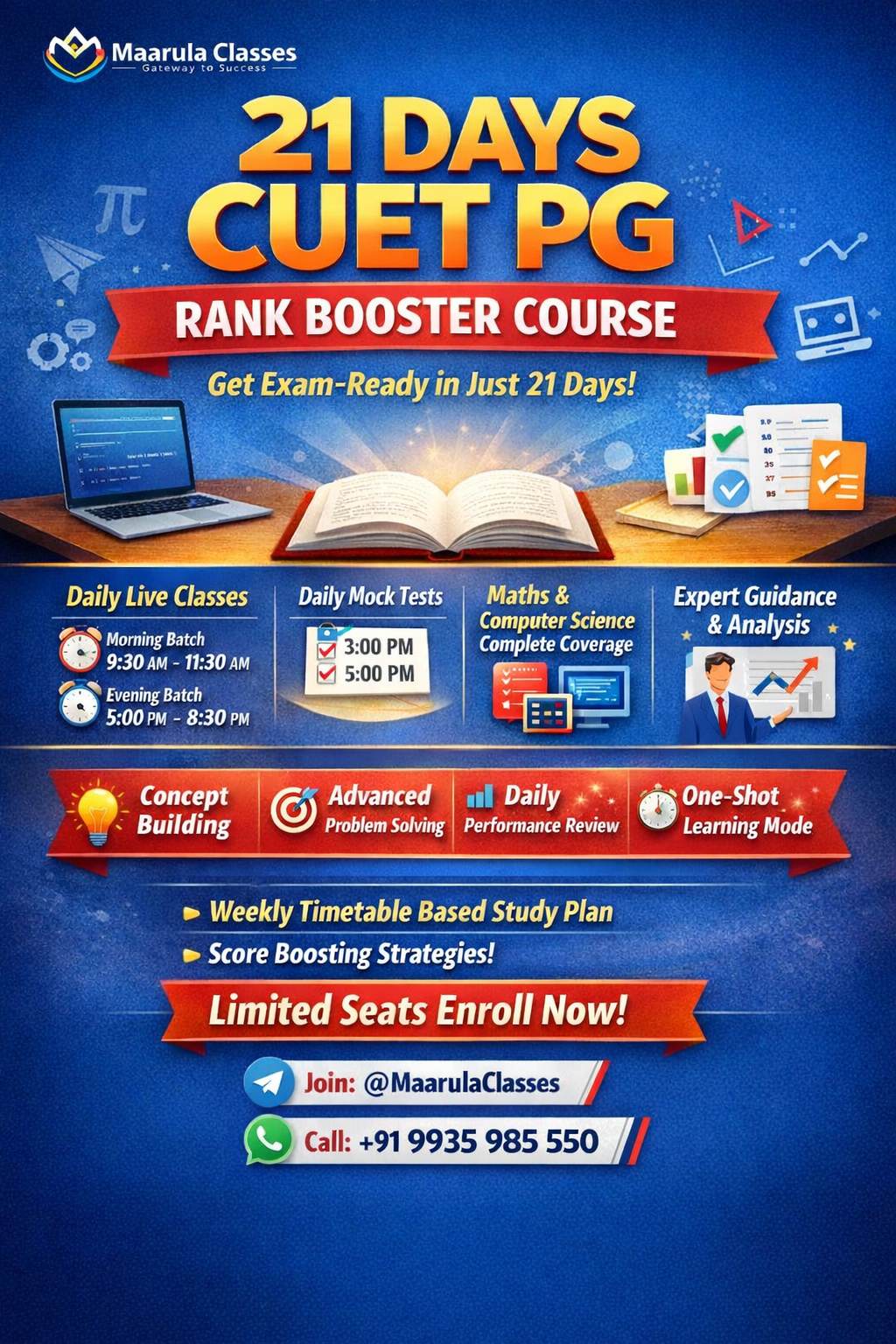 21 Days CUET PG Rank Booster Course: A Complete Day Planner
