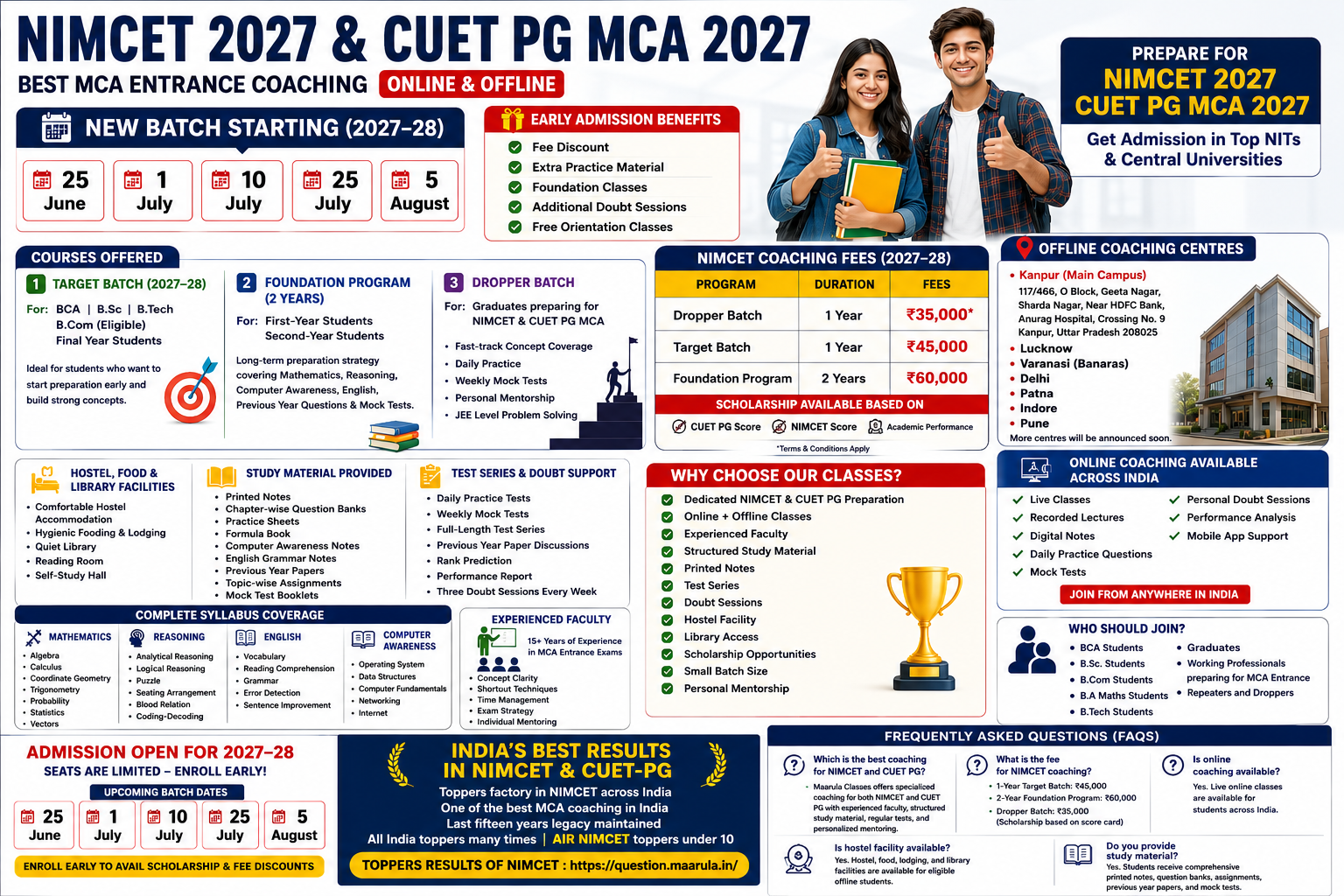 NIMCET Coaching Fees & Best Study Material (2027–28) | New Batch Starting | Online & Offline MCA Entrance Coaching